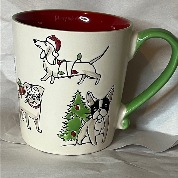Handmade Other - Festive Dog Mug with Green Handle Handmade NWT